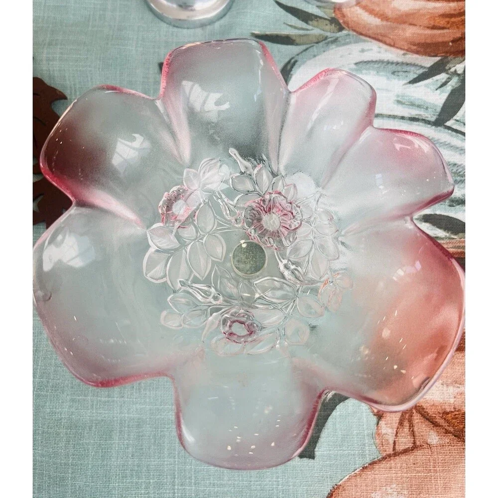 MIKASA Rosella Crystal Pedestal Bowl Pink Vintage